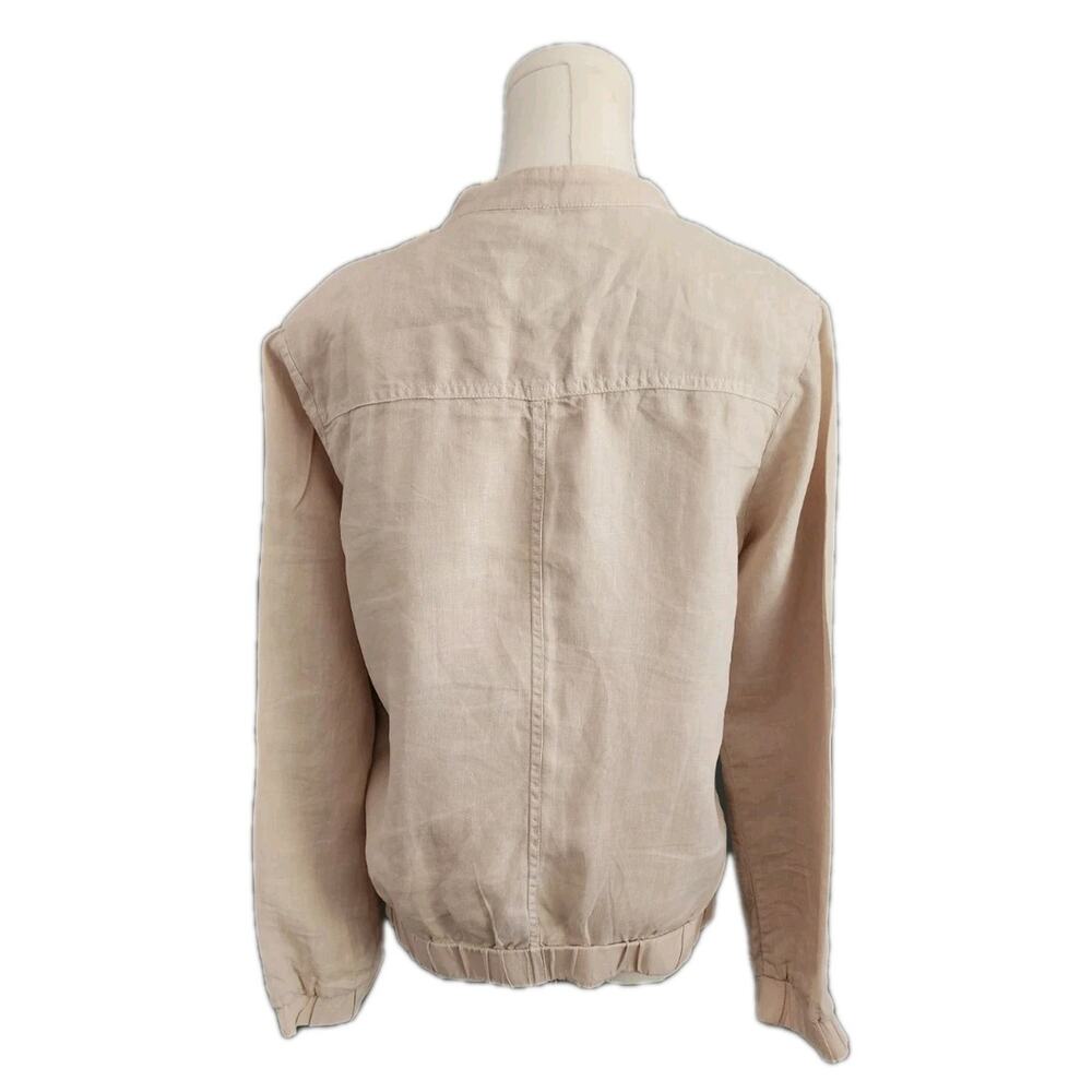 Tommy Bahama Two Palms Seamed Jacket Women Linen Tan Khaki Beige Full Zip Small - Picture 3 of 6